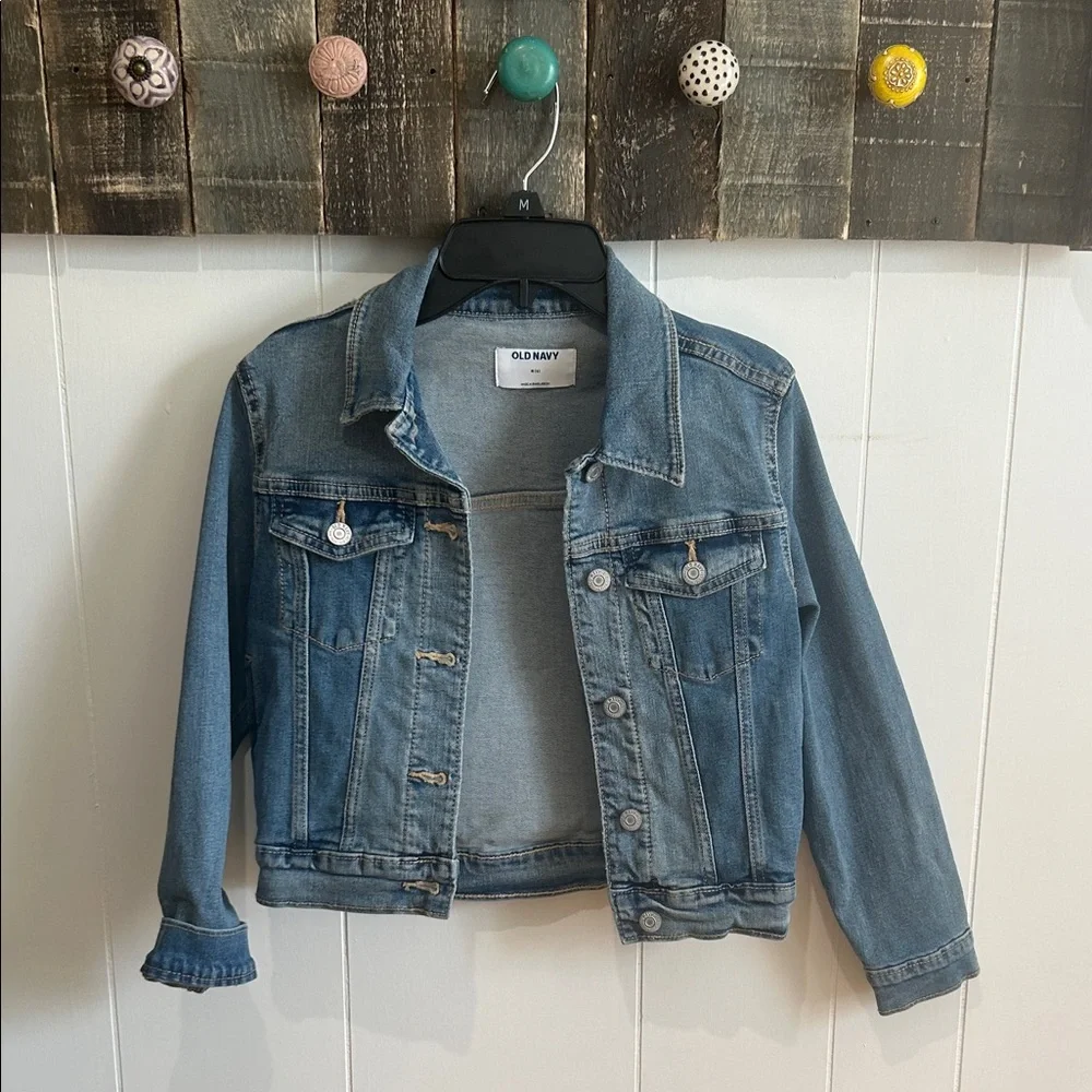 Kids Blue Denim Jean Jacket with Colorful Book Spine Patch